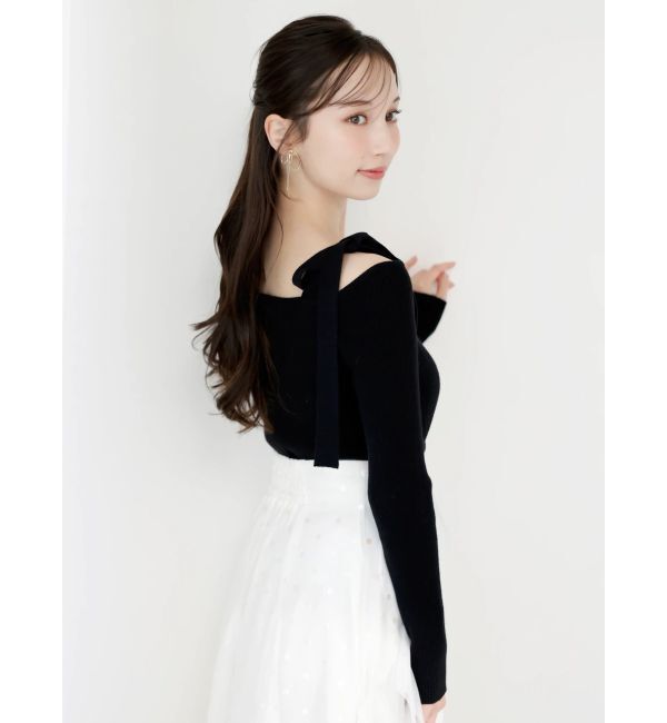 dazzlin「【WEB限定】ショルダーリボンニットトップス」|ニット・セーター|
