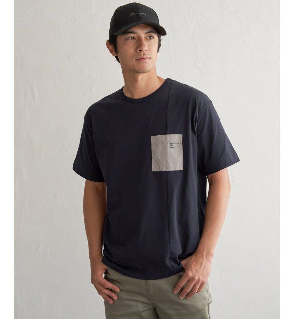 ikka「【接触冷感】DRY布帛コンビポケットTシャツ」|Tシャツ・カットソー|