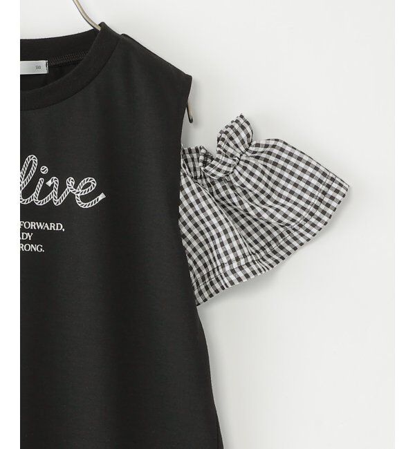 ikka kids「袖チェックロープロゴプリントTシャツ（120~160cm）」|Tシャツ・カットソー|
