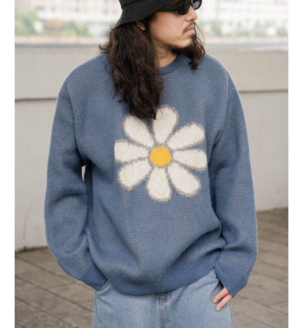 VENCE share style「グラフィックモヘアライクニット」|その他|ブルー