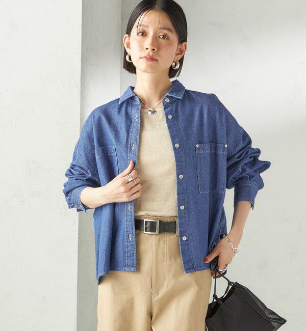 SHIPS for women「《一部追加予約》〈洗濯機可能〉ライトオンス デニム ショート シャツ」|シャツ・ブラウス|