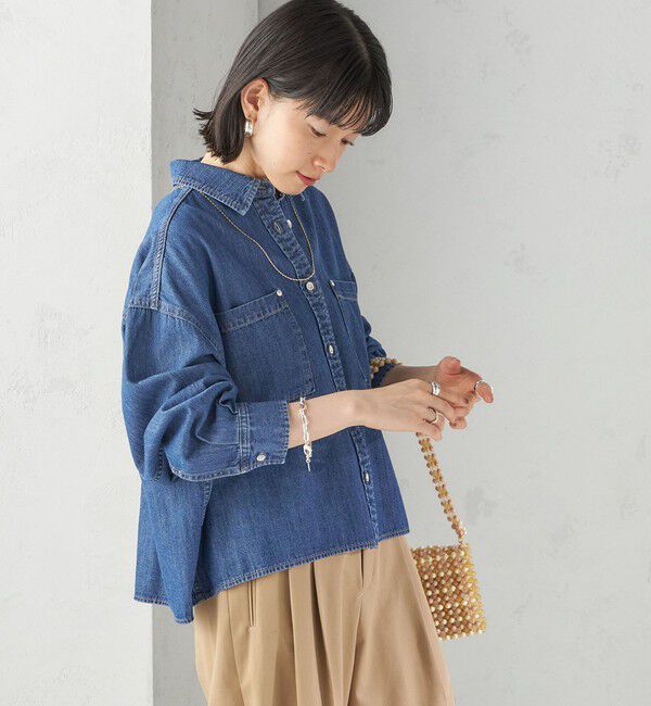 SHIPS for women「《一部追加予約》〈洗濯機可能〉ライトオンス デニム ショート シャツ」|シャツ・ブラウス|