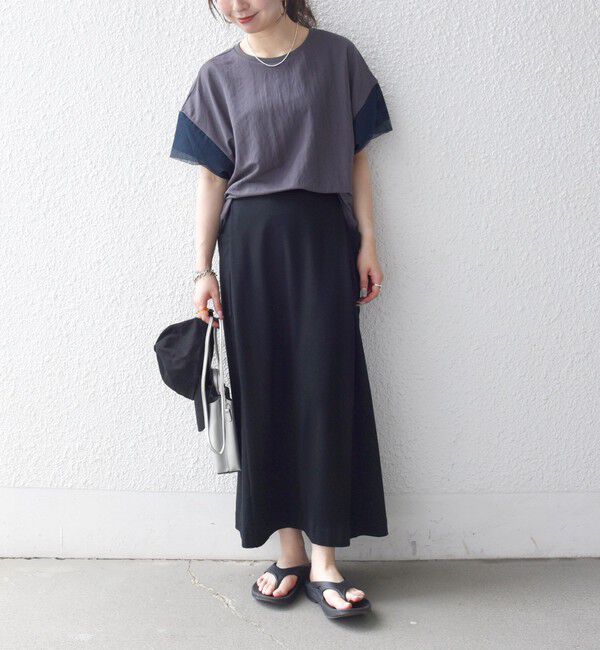 SHIPS any「《予約》SHIPS any:〈手洗い可能〉カノコ チュール コンビ ワイド TEE」|Tシャツ・カットソー|