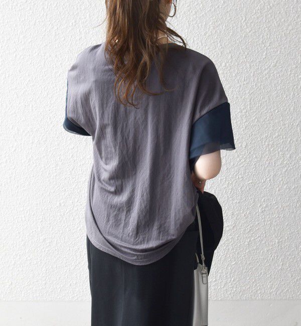 SHIPS any「《予約》SHIPS any:〈手洗い可能〉カノコ チュール コンビ ワイド TEE」|Tシャツ・カットソー|
