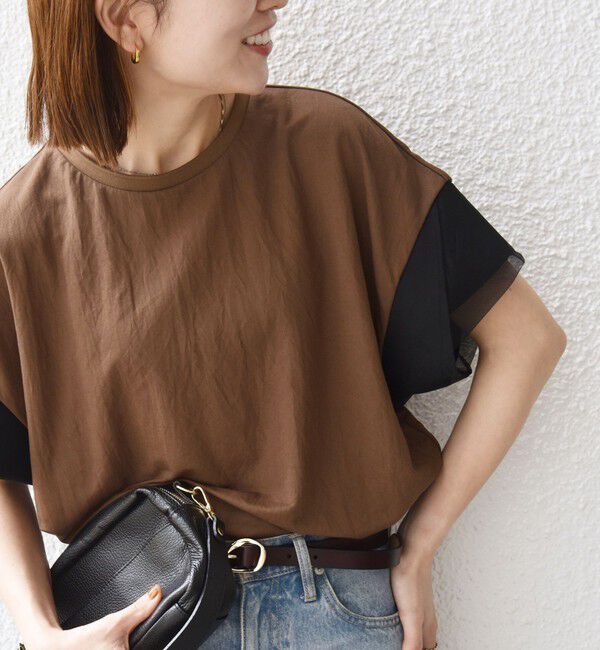 SHIPS any「《予約》SHIPS any:〈手洗い可能〉カノコ チュール コンビ ワイド TEE」|Tシャツ・カットソー|