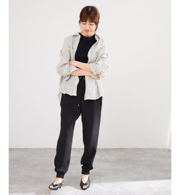 IENA「《セットアップ対応》フレンチリネンチェックレギュラーカラーシャツ」|シャツ・ブラウス|