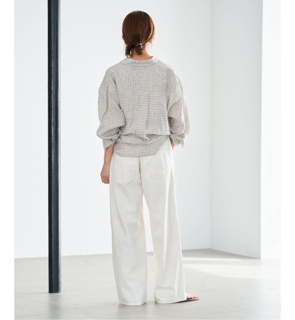IENA「《セットアップ対応》フレンチリネンチェックレギュラーカラーシャツ」|シャツ・ブラウス|