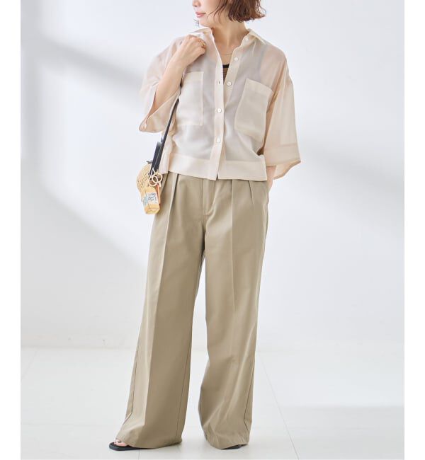 journal standard L'essage「OGチェック/シアー ハーフスリーブシャツ」|シャツ・ブラウス|