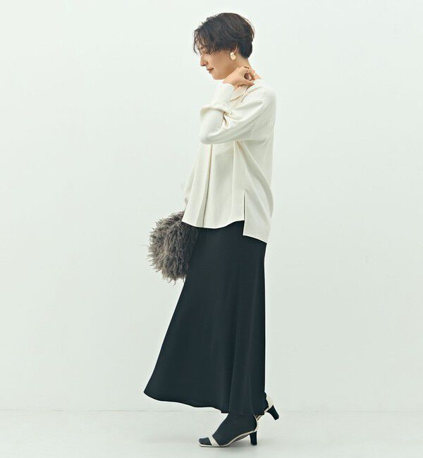 NOLLEY'S sophi「ウォッシャブルバックサテンジョーゼットオープンカラーブラウス」|シャツ・ブラウス|
