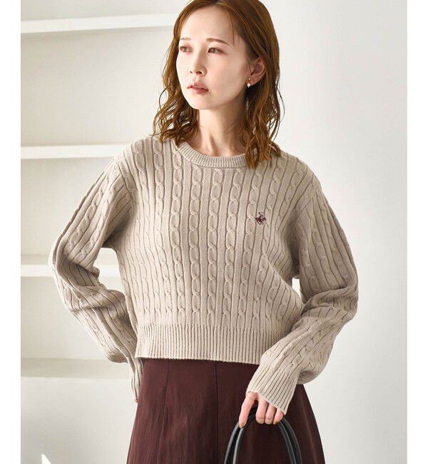 Rope&rsquo;Picnic「【BEVERLYHILLS POLO CLUB・WEB限定】ケーブル編みクロップドニットプルオーバー」|ニット・セーター|