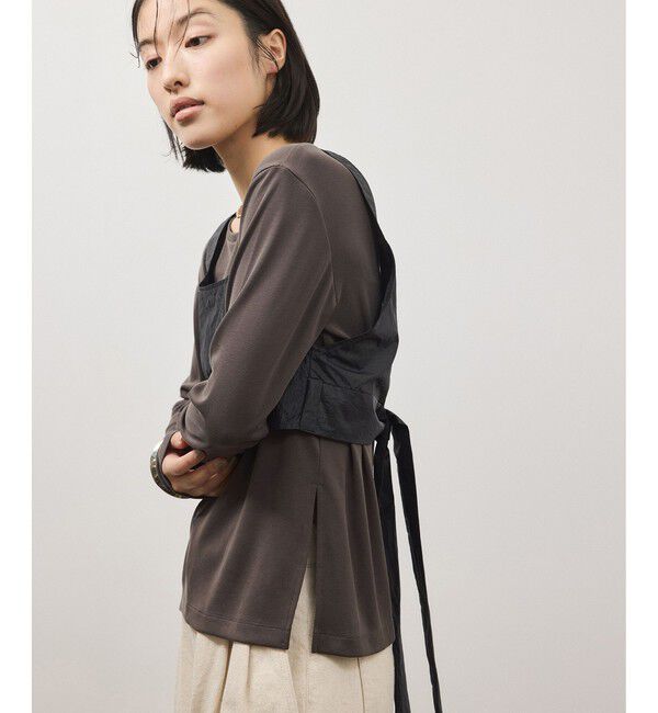 ADAM ET ROPE'「リボンタンクコンビロンT」|Tシャツ・カットソー|