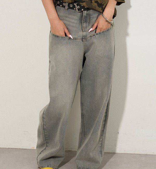  「《UNISEX / サイズ展開あり》スラッシュポケットブラストワイドデニム」|デニム|