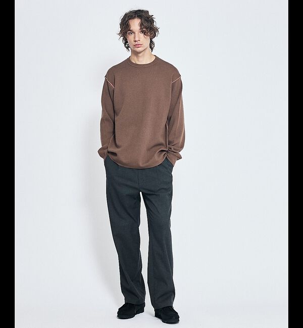 ABAHOUSE「【リバーシブルカラー】14Gコットン ニットスウェット / クルーネックプルオー」|ニット・セーター|