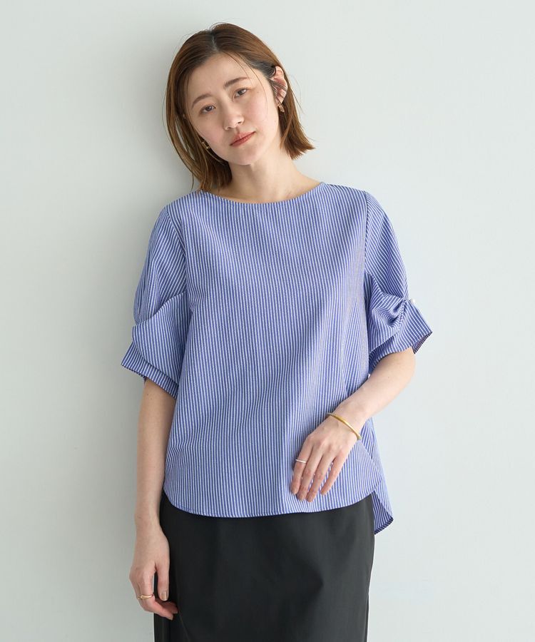 YECCA VECCA「パールタックスリーブブラウス」|シャツ・ブラウス|Stripe