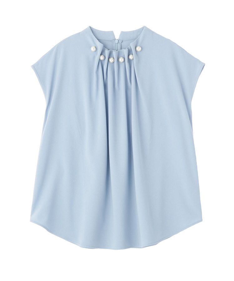 YECCA VECCA「【予約】パールタックフレンチスリーブブラウス」|シャツ・ブラウス|Light Blue