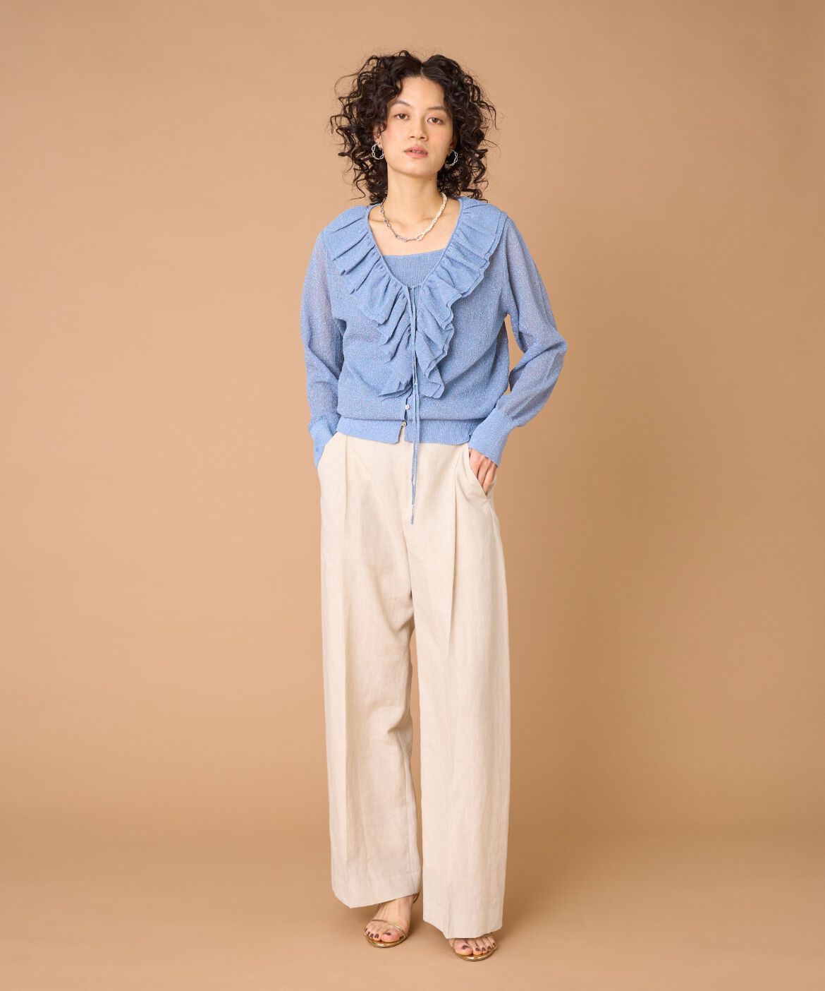 la veille by SUPERIOR CLOSET「ラメニットフリルカーディガン」|カーディガン|
