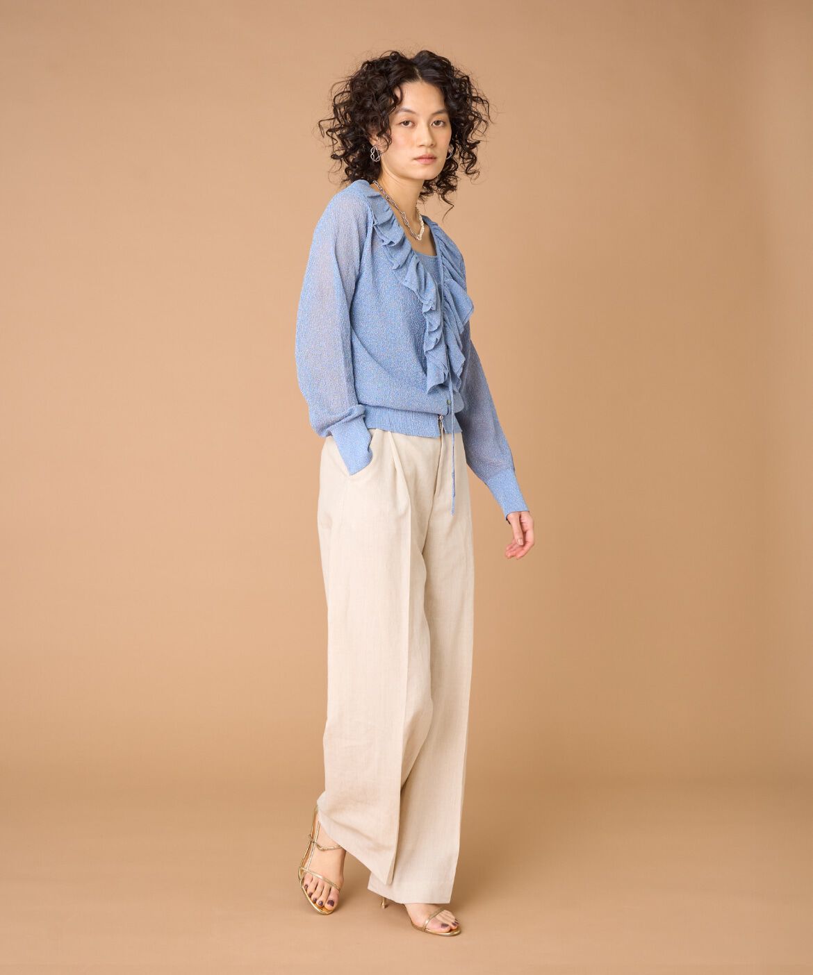 la veille by SUPERIOR CLOSET「ラメニットフリルカーディガン」|カーディガン|