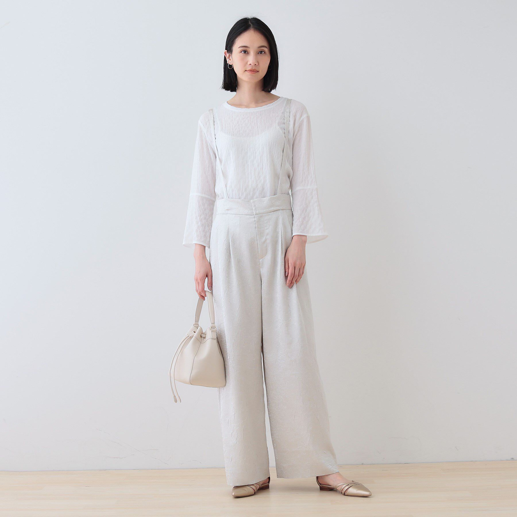 INDIVI「【サスペンダー付き】2WAYクラッシュサテンパンツ」|その他|