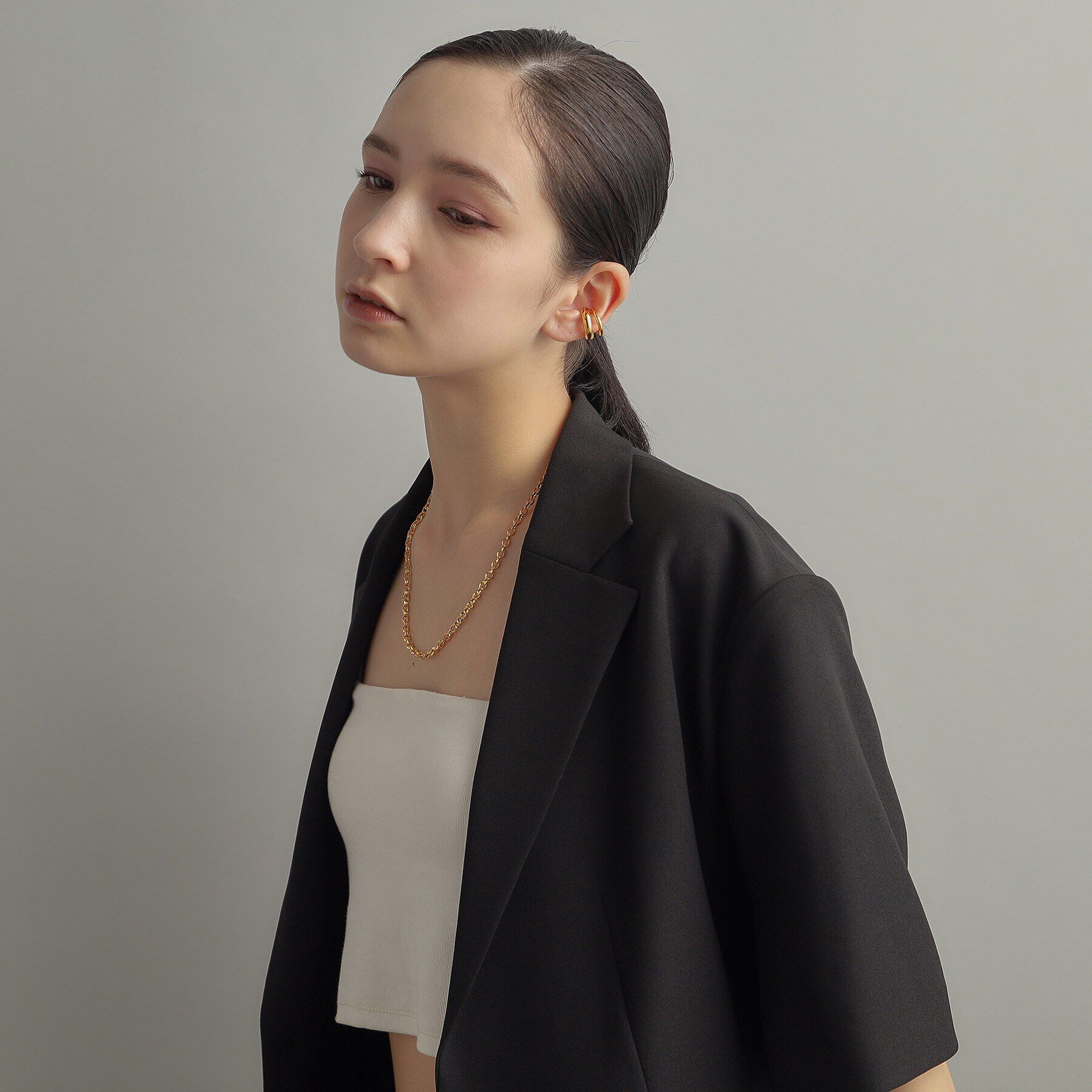 COCOSHNIK ONKITSCH「シルバー ダブルプランプ イヤーカフ GP」|イヤーカフ|