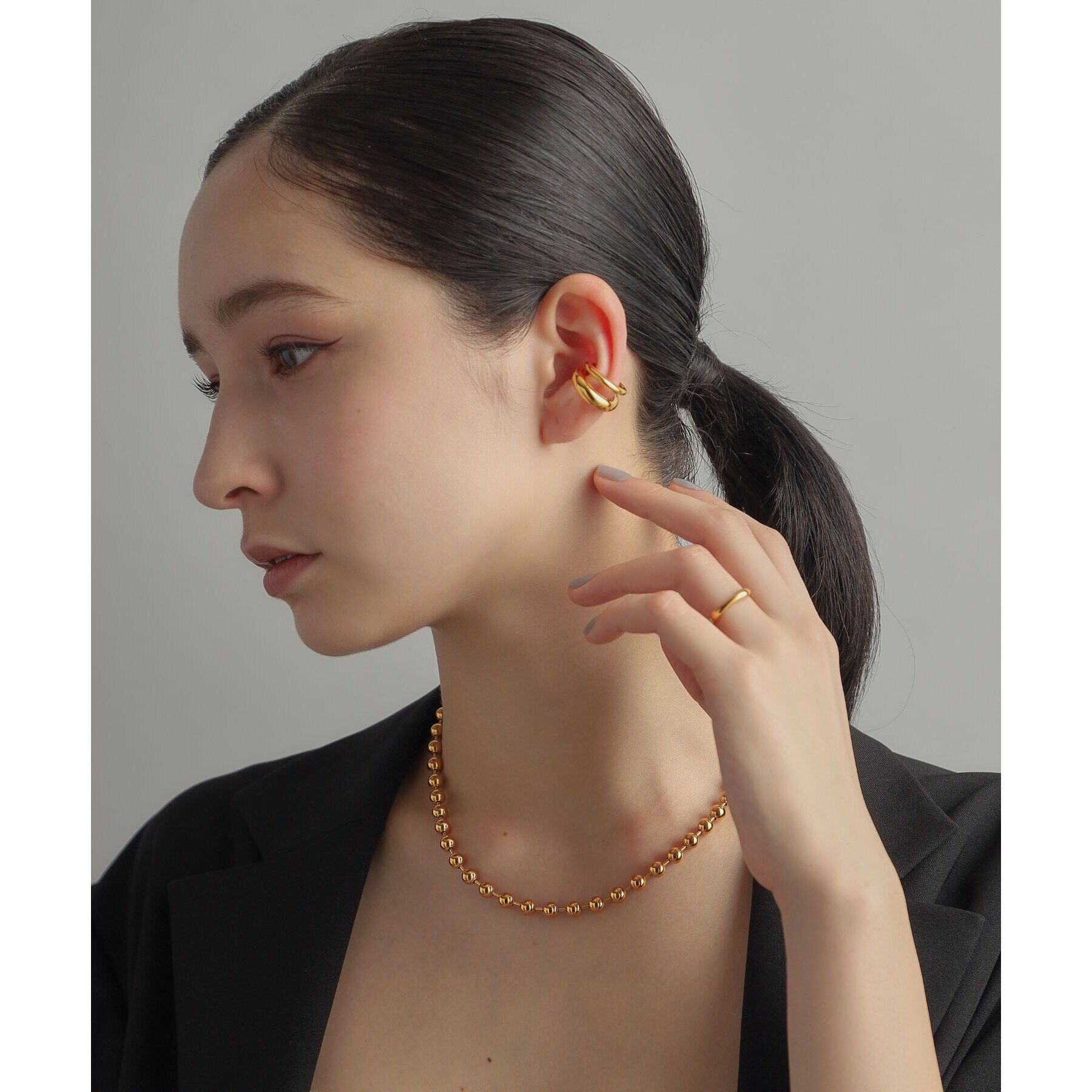 COCOSHNIK ONKITSCH「シルバー ダブルプランプ イヤーカフ GP」|イヤーカフ|