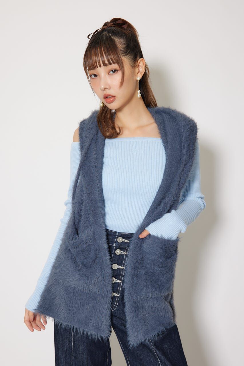 rienda「フード付きシャギーストール」|その他|GRY