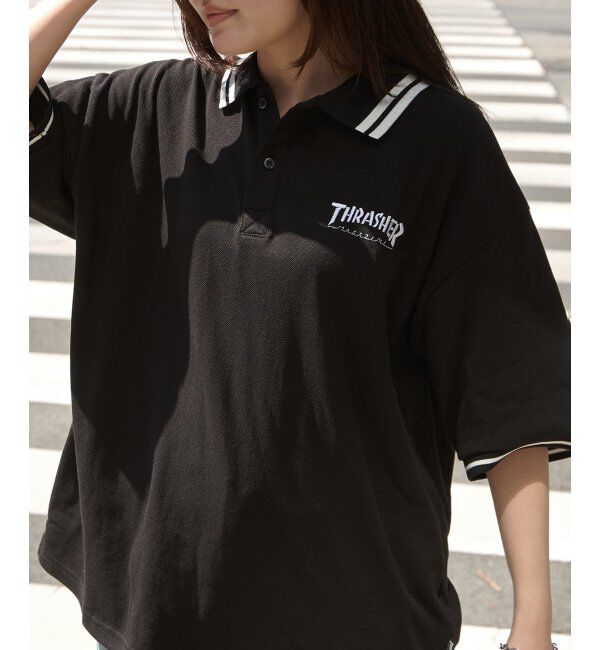 VENCE share style「THRASHER スラッシャー 鹿の子ポロシャツ」|その他|ブラック