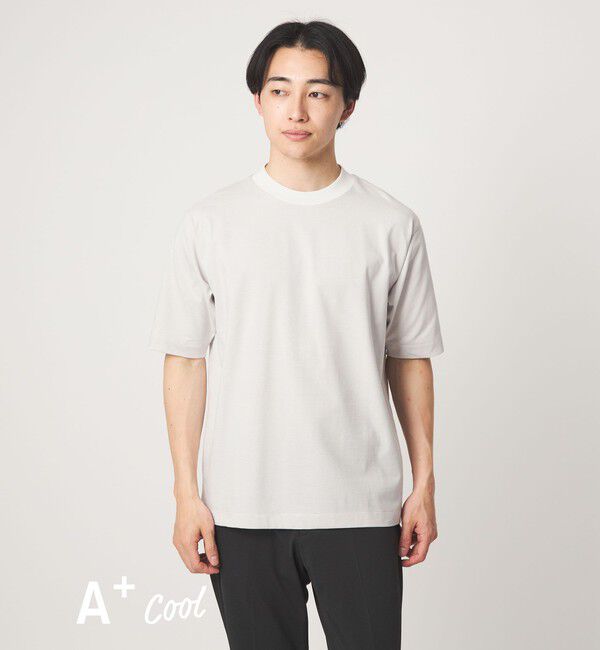 UNITED ARROWS green label relaxing「A+ COOL ミジンボーダー ビズ クルーネック カットソー Tシャツ -接触冷感・吸水速乾-」|Tシャツ・カットソー|WHITE
