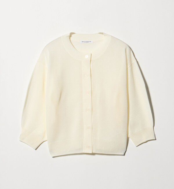 BEAUTY&YOUTH UNITED ARROWS「【WEB限定 Wardrobe DAILY MINIMAL】ハーフスリーブ シアーカーディガン ウォッシャブル」|カーディガン|WHITE