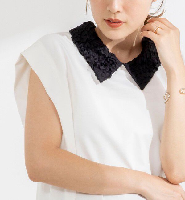 NOLLEY'S「《セットアップ対応/接触冷感》【BECシリーズ】ウォッシャブルハイスペックジャージノースリーブ」|Tシャツ・カットソー|ホワイト