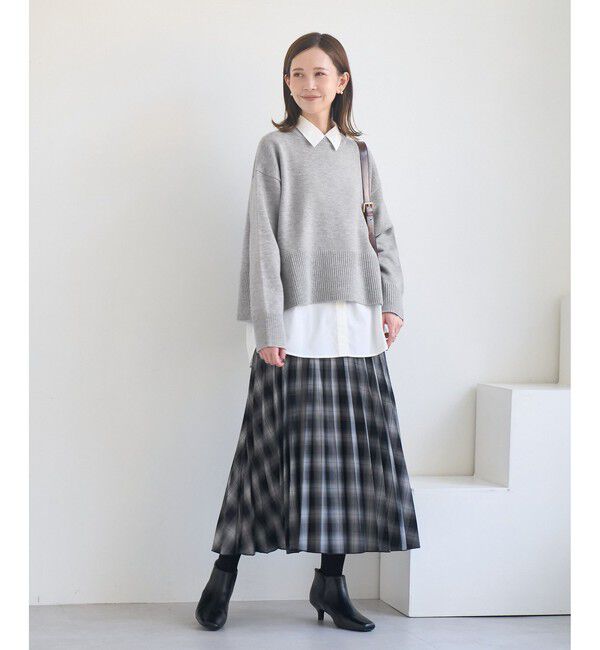 Rope&rsquo;Picnic「【新色追加】着丈が選べるクルーネックサイドスリットニットプルオーバー/イージーケア」|ニット・セーター|