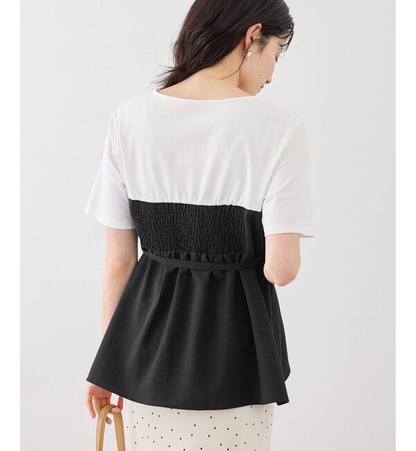 Rope&rsquo;Picnic「【ちゃんと+かわいい保証】エアリーリネンライク ドッキングカットトップス/UVケア」|Tシャツ・カットソー|