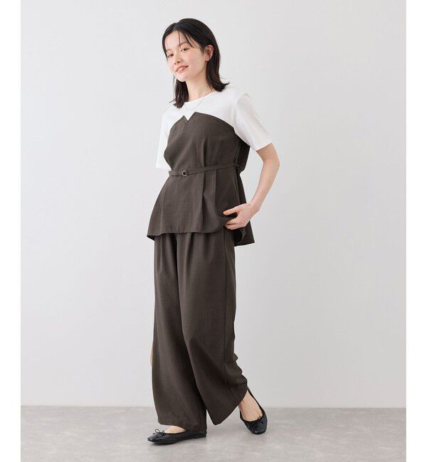 Rope&rsquo;Picnic「【ちゃんと+かわいい保証】エアリーリネンライク ドッキングカットトップス/UVケア」|Tシャツ・カットソー|