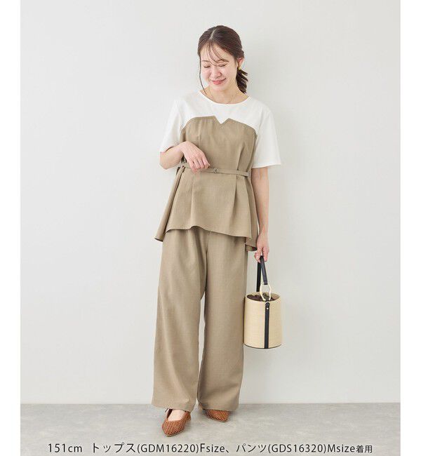 Rope&rsquo;Picnic「【ちゃんと+かわいい保証】エアリーリネンライク ドッキングカットトップス/UVケア」|Tシャツ・カットソー|