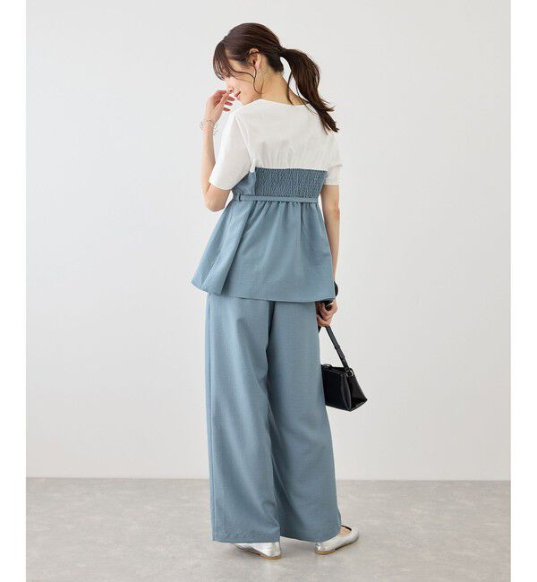Rope&rsquo;Picnic「【ちゃんと+かわいい保証】エアリーリネンライク ドッキングカットトップス/UVケア」|Tシャツ・カットソー|