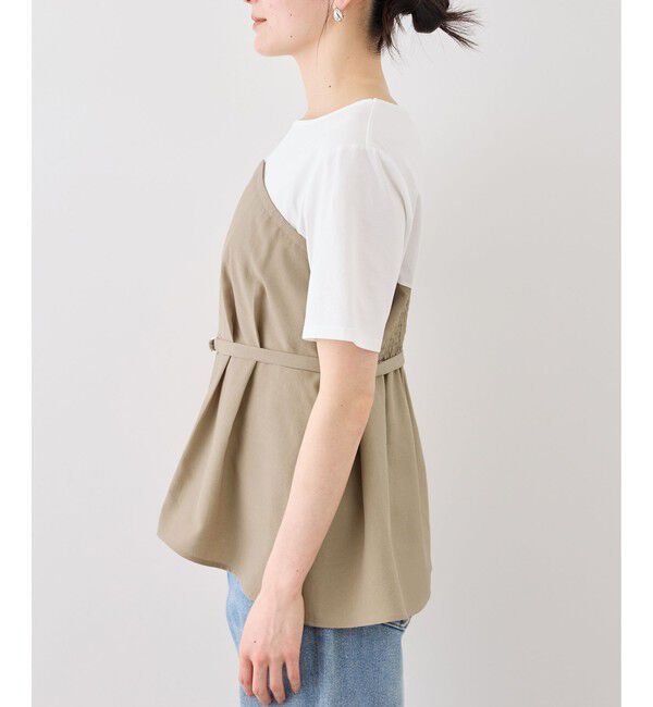 Rope&rsquo;Picnic「【ちゃんと+かわいい保証】エアリーリネンライク ドッキングカットトップス/UVケア」|Tシャツ・カットソー|