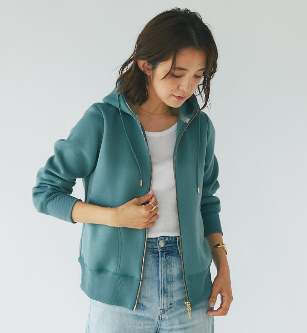  「【WEB限定/キレイめ上品】スポンジダンボールZIPパーカーカットソー」|パーカー|