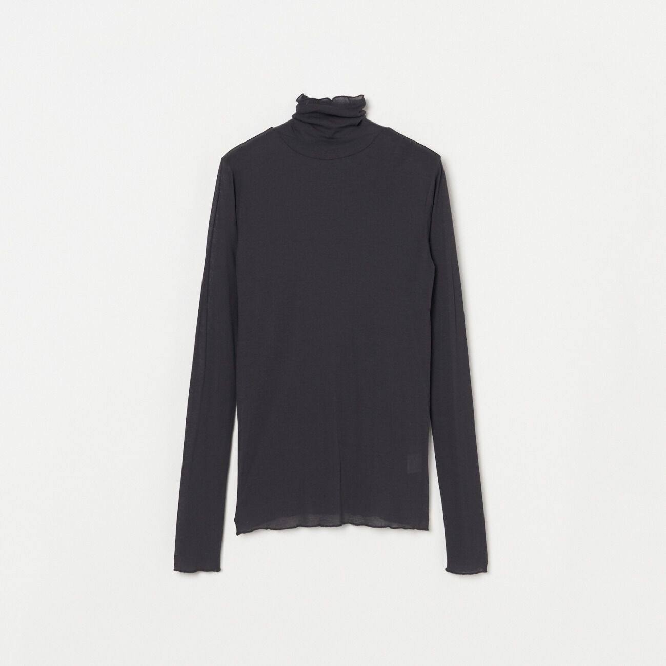 HELIOPOLE「HELIOPOLE 【smooth skin series】SHEER RIB JERSEY TURTLE」|Tシャツ・カットソー|チャコールグレー