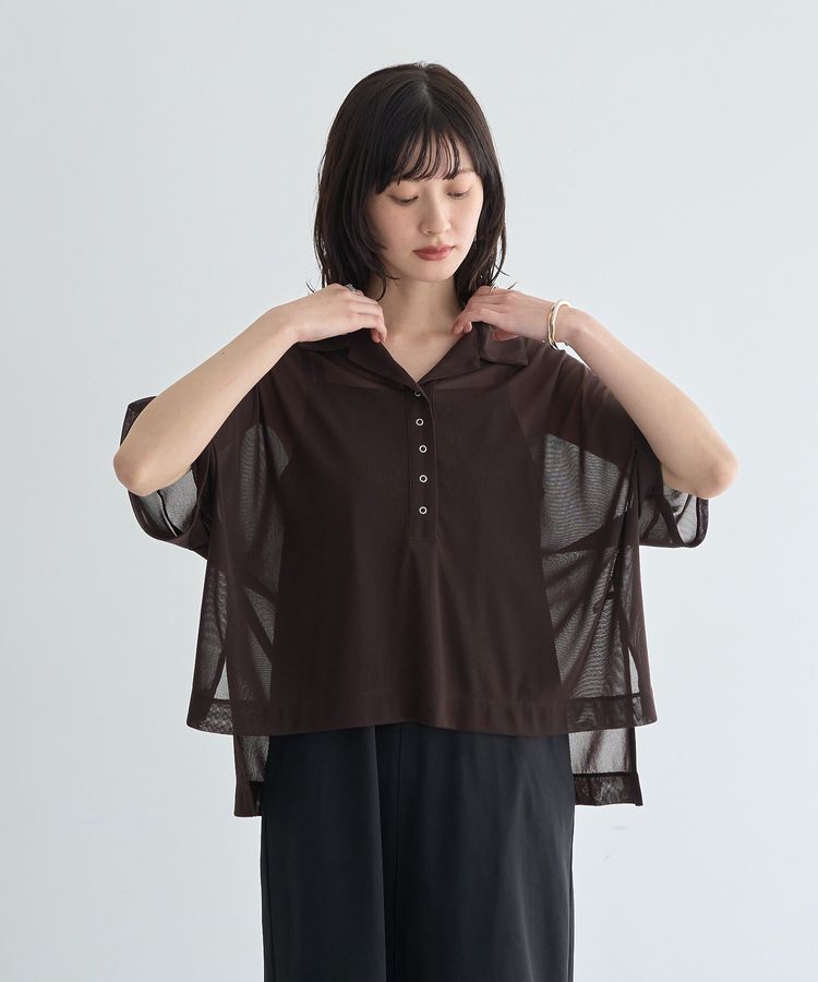 YECCA VECCA「【2点SET】シアーポロシャツ&times;キャミワンピース」|ワンピース|