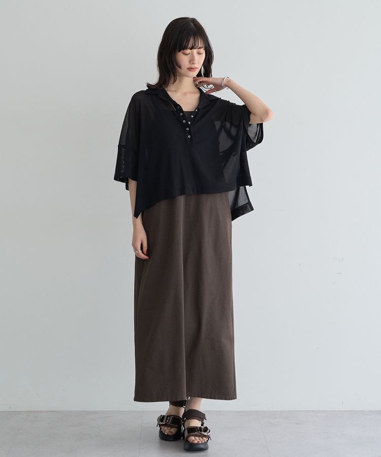 YECCA VECCA「【2点SET】シアーポロシャツ&times;キャミワンピース」|ワンピース|