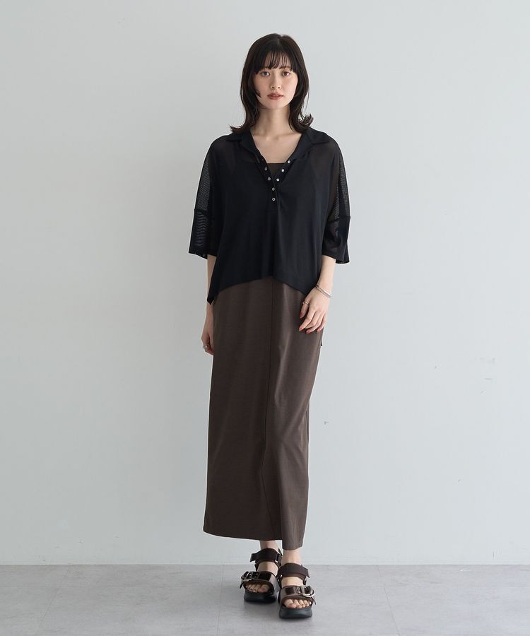 YECCA VECCA「【2点SET】シアーポロシャツ&times;キャミワンピース」|ワンピース|