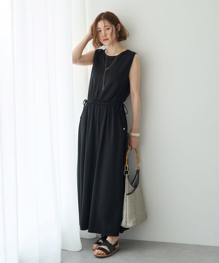 YECCA VECCA「【接触冷感】カットノースリーブワンピース」|ワンピース|Black