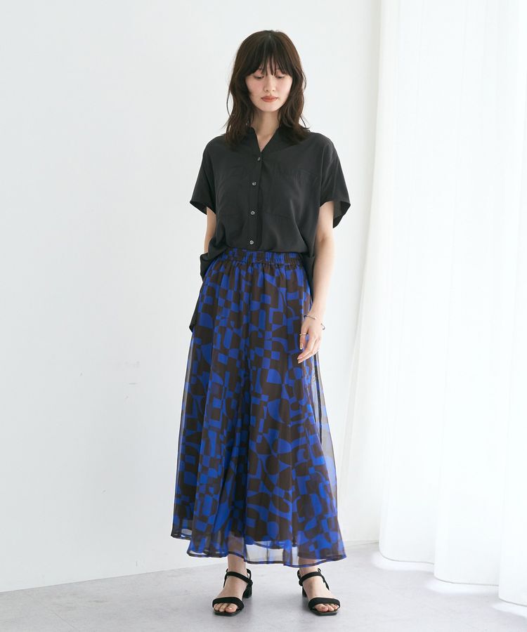 YECCA VECCA「アート柄シアーロングスカート」|スカート|