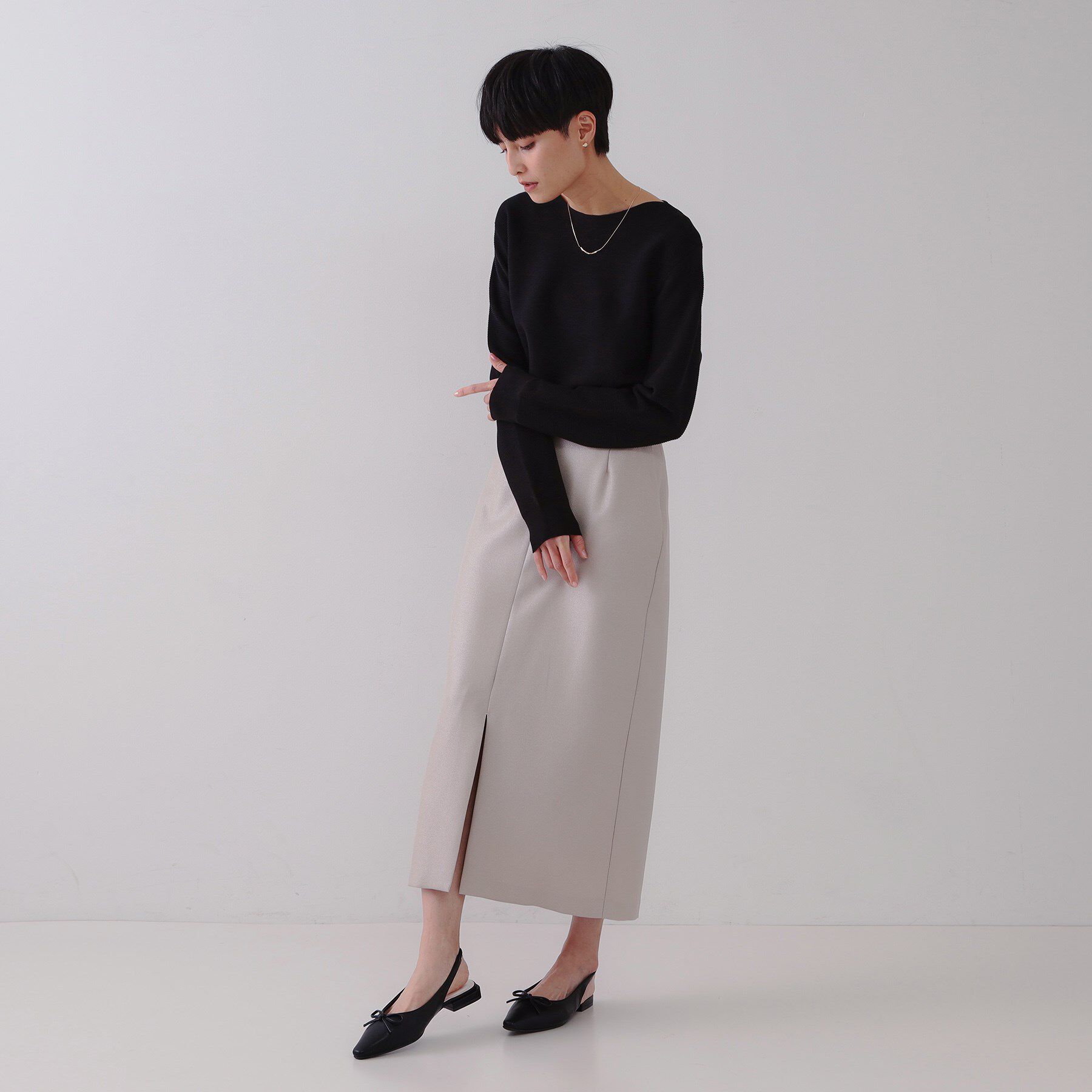 OPAQUE.CLIP「【抗菌防臭加工】リボンフラットミュール」|サンダル|