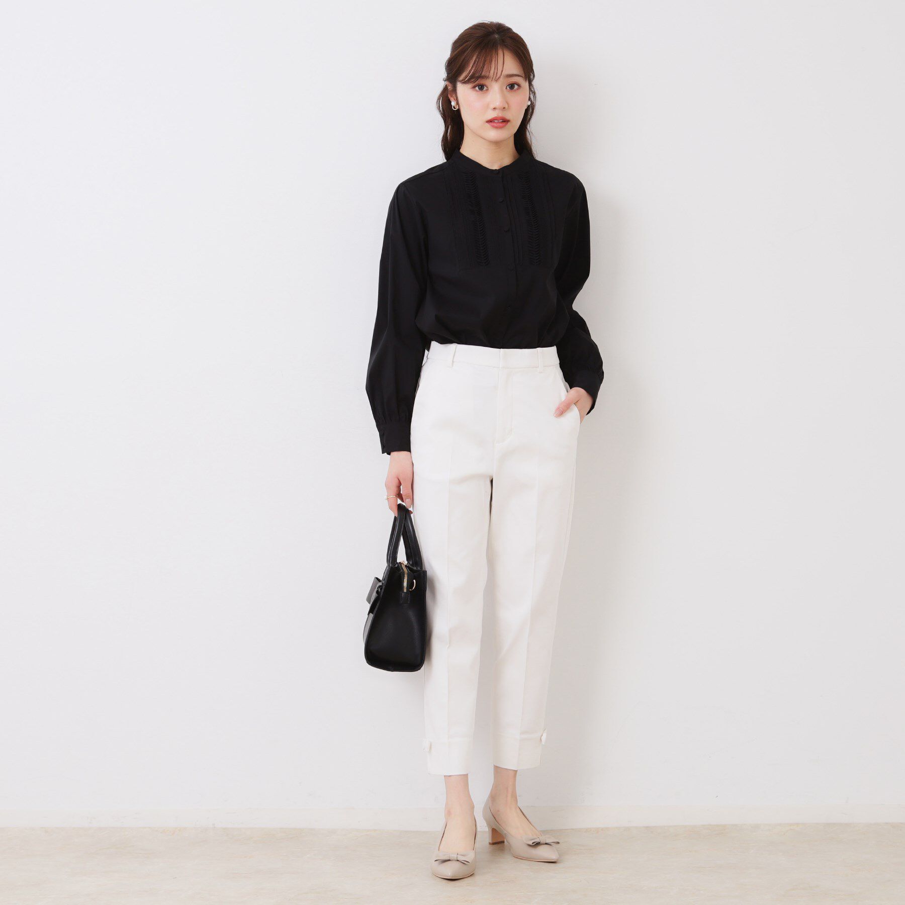 Couture broach「【スッキリ見え・美脚・通勤】リボンポイントサテストパンツ」|その他|