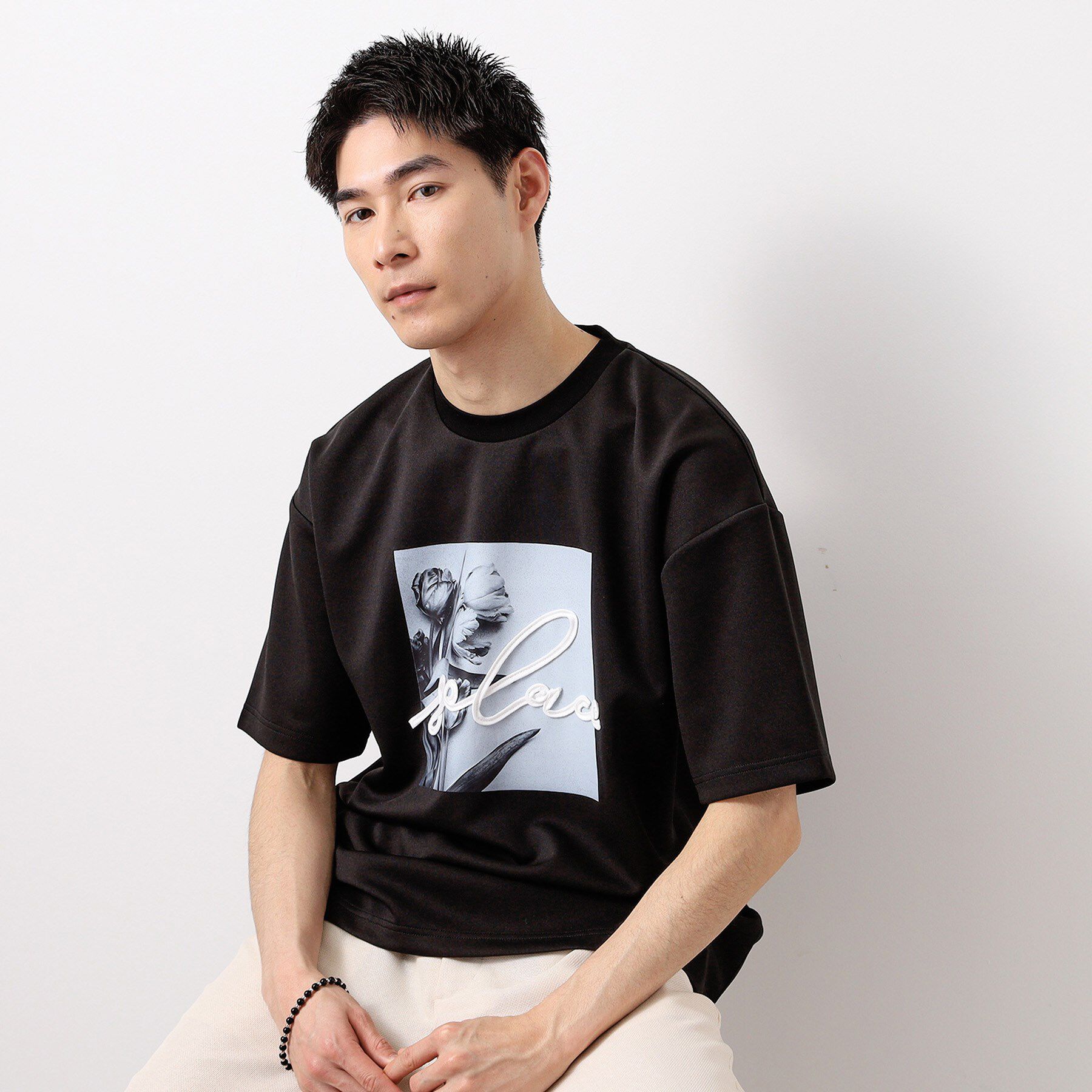 THE SHOP TK「コード刺繍フォト半袖Tシャツ」|Tシャツ・カットソー|