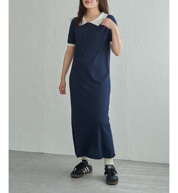 VENCE share style「バイカラーロングポロワンピース」|ワンピース|