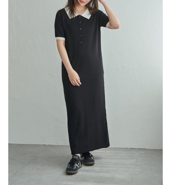 VENCE share style「バイカラーロングポロワンピース」|ワンピース|