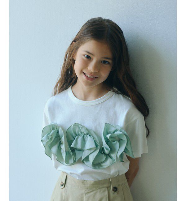 UNITED ARROWS green label relaxing「【スタメンシリーズ】フリル Tシャツ / キッズ  100cm-160cm」|Tシャツ・カットソー|OFF WHITE
