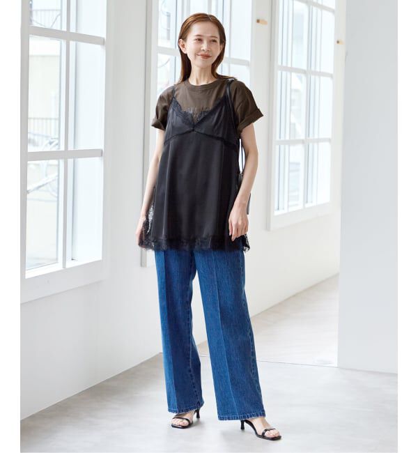 U by SPICK&SPAN「《追加》サテンレースキャミ」|キャミソール|
