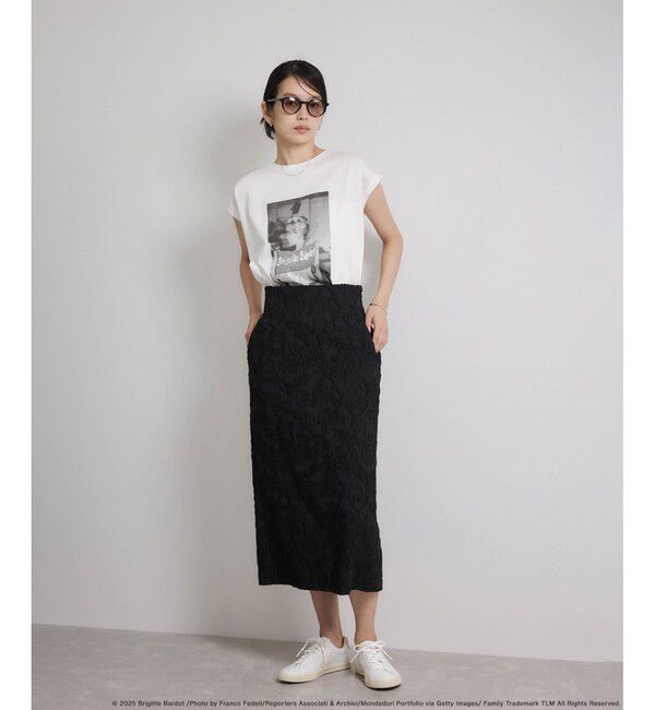 ROPE「【Brigitte Bardot&times;ROPE'・コラボ】プリントアームレットT-shirt【洗える・洗濯耐久性・接触冷感】」|Tシャツ・カットソー|